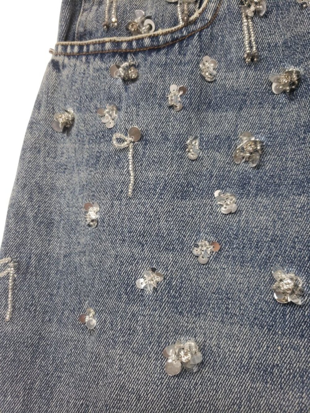 NEW Simkhai $695 Zealand Jeans Hollywood Blue Crystal Embellished Sequin Bling - Picture 11 of 16